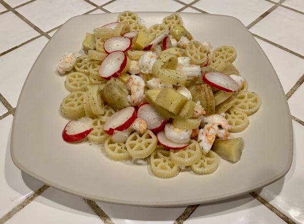 Shrimp and artichoke pasta salad